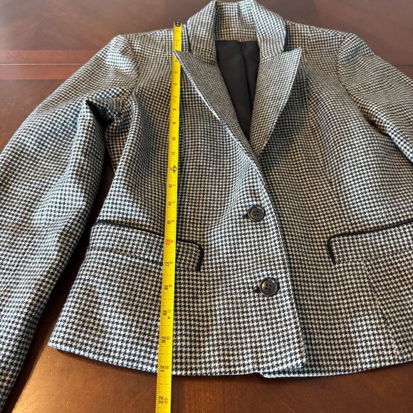 vtg Allen Bernard LTD Houndstooth Wool womens Blazer Jacket Black White  Wool - Picture 8 of 9